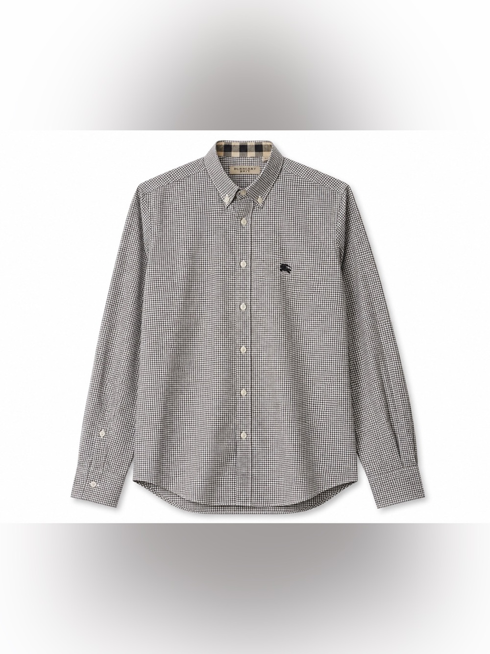 Burberry Brit Grey Gingham Plaid Button Down Shirt Long Sleeve Authentic
